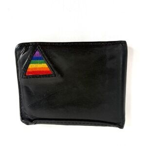 California Women Bifold Wallet Black Leather Rainbow Triangle Patch Vintage